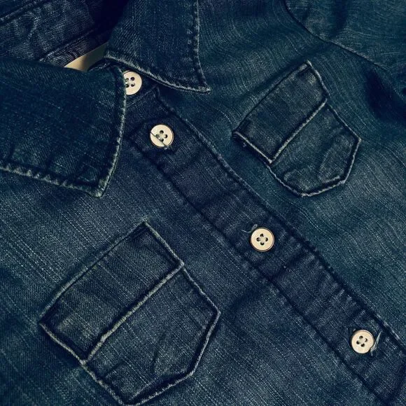 ~ Old Navy Girls 4T Denim Shirt Dress Blue Long Sleeve Jean Pockets Button Up - Picture 11 of 11